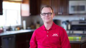 Jason Vernier in red WIN for America shirt