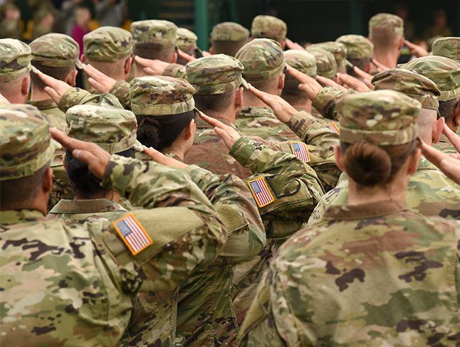 Group of saluting soldiers