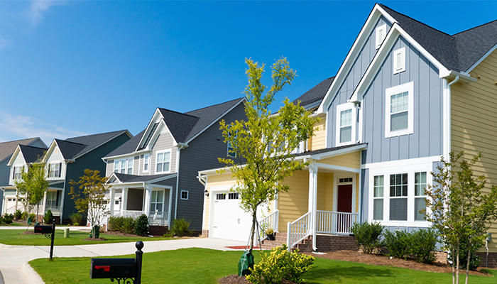 Residential homes in a row