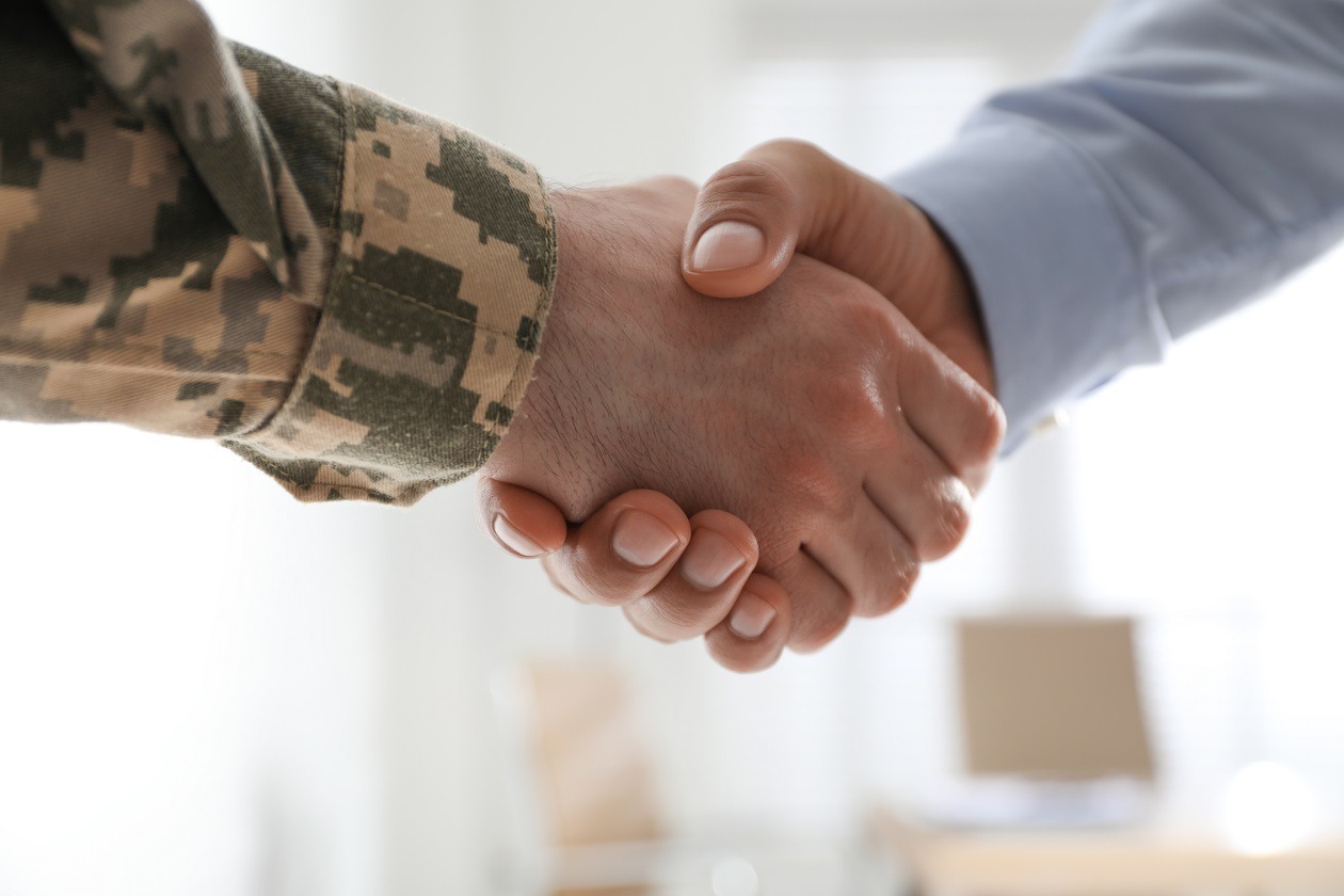 Veteran shaking hand